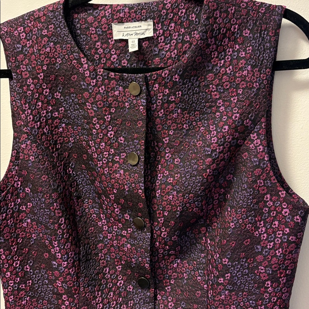 Paris Atelier & Other Stories Purple and Black Patterned Mini Dress or Vest 8